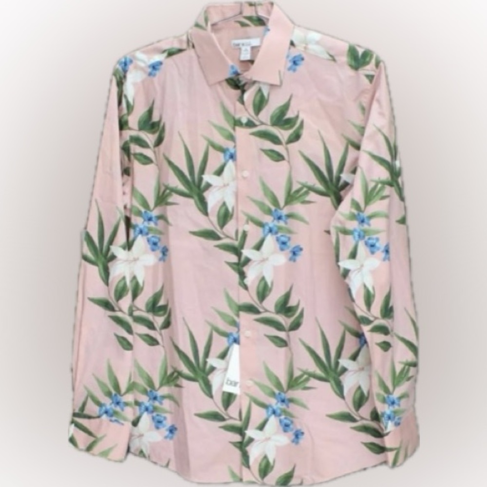 Floral Pink Button-Up Shirt ORGANIC  COTTON